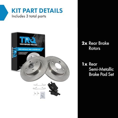 Image of TRQ Rear Brake Pad and Rotor Set Semi Metallic Rotors | For 2018-2019 Ford EcoSport