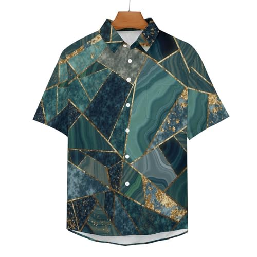 Chemise Hawaïenne Homme Art Déco en Marbre Géométrique à Manches Courtes - 4