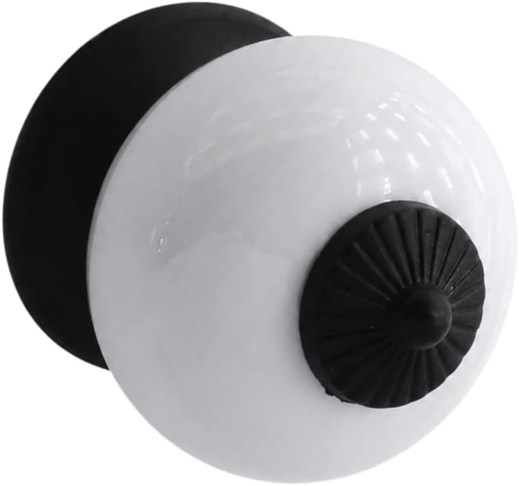 (1 Adet) Retro Porselen Beyaz Renk Metal Taban Kulp Mobilya Gardrop Dolabı Kapak Kulpu Çekmece Kulbu