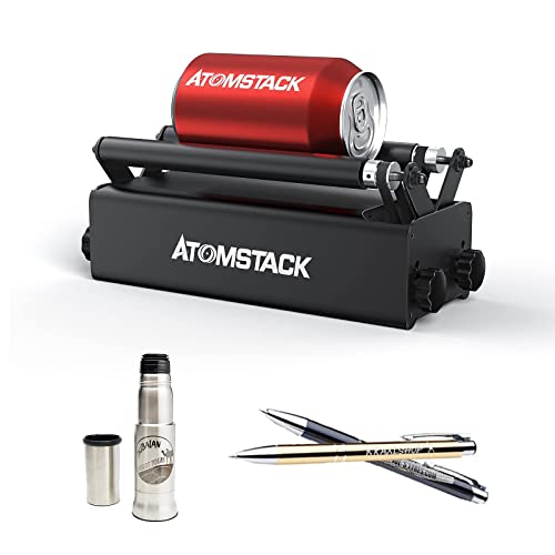 ATOMSTACK R3 Laser Rotary Roller, Laser Engraver Y-axis Rotary Roller Engraving Module with 360Â° Rotating Engraving for Engraving Cylindrical Objects Cans (Include 4 Auxiliary Heightening Column)