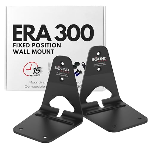 Image of Sound Bass ERA300 Wall Mount Bracket, Low Profile, Black, Twin Pack, Compatible with Sonos ERA 300 Speaker, Complete with All Fixing Hardware