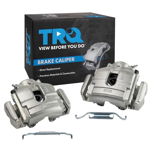 Image of TRQ Front Driver and Passenger Side Brake Caliper Set Caliper Brackets Hardware Compatible with 01-06 BMW 330Ci 01-05 330i 330xi 07-08 Z4