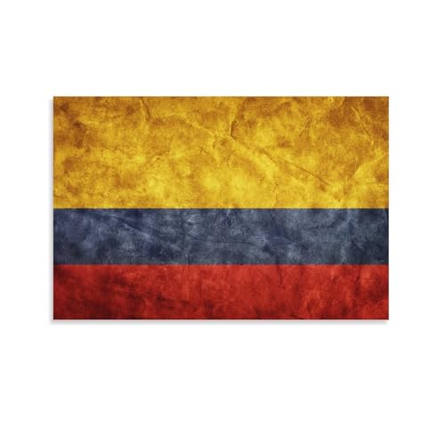 Drapeau de la Colombie en toile pour habiller un grand mur blanc vide