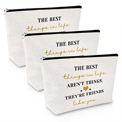 Sfodiary 3Pcs Friendship Gift for Best Friends Makeup Bag Friends Gifts for Women Birthday Christmas for Bestie Sister Cosmetic Bag Graduation Long Distance Keepsake for Her Travel Cosmetic Pouch