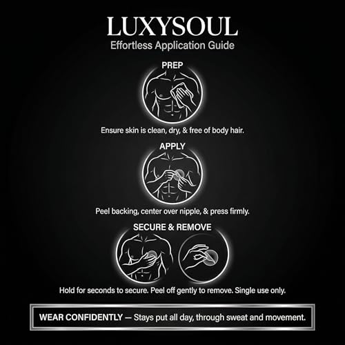 LUXYSOUL Men Nipple Covers for Running 100Pcs Anti Chafing Tape for Marathon - No Show Guards, Sweatproof Protection Black White