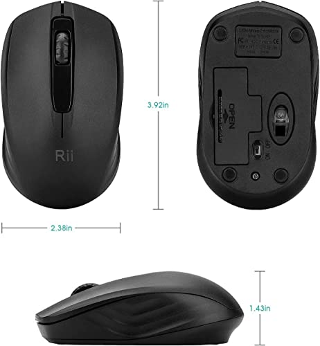 Image of Rii Wireless Mouse, 2.4G Portable Computer Mice for PC, Laptop, Windows,Office Included Wireless USB dongle (Black)