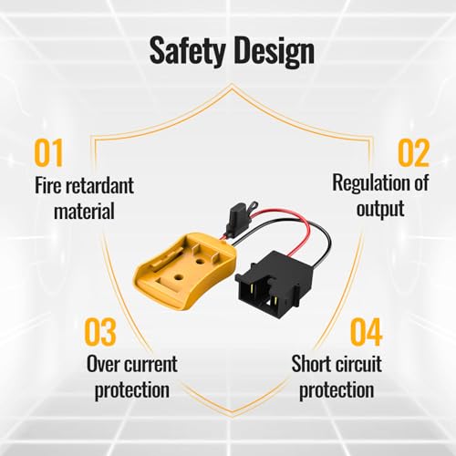 Image of Kzreect for Power Wheel Battery Adapter Compatible with Dewalt 20V Battery | Connector Compatible with Fisher Price 12V Cars, 12AWG Wire, 40A Fuse Holder, Screw & Drywall Anchors, Easy to Secure