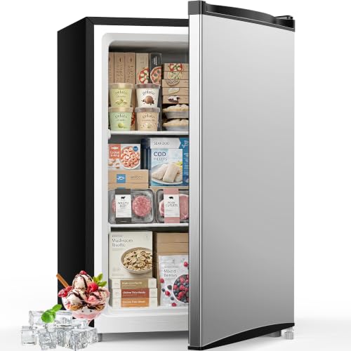 Image of Feelfunn 3.0 Cu.ft Mini Freezer, Small Upright Freezer, Stainless Steel