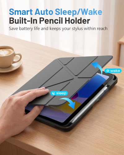 ProCase for iPad A16 11th/10th Gen Smart Case with Pencil Holder -Black - image 5