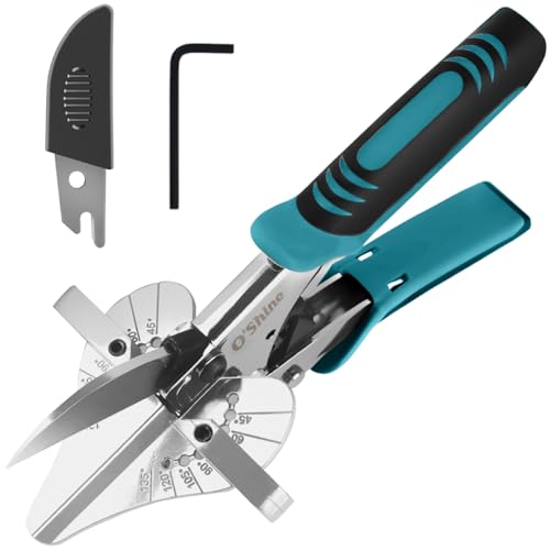 O'Shine Cisaille à onglet à cliquet, 45-135 degrés ciseaux a onglet multi angle pour la découpe de moulures en bois et en plastique, une lame...
