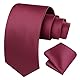 HISDERN Krawatten Burgund Herren Hochzeit Krawatte mit Einstecktuch Klassisch Business Krawatte & Taschentuch Set