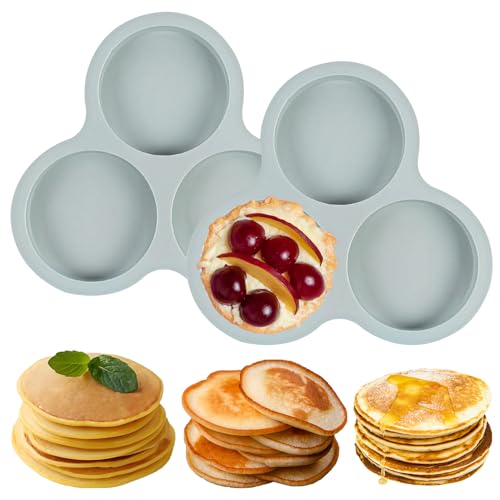 Silicone Egg Molds for Oven 2 Pcs, 4 Inch Silicone Muffin Top Pan Jumbo for Air Fryer, Nonstick Hamburger Bun Pans for Baking, Round Egg Mold for Breakfast Sandwiches Pie Tart Cake, Grey