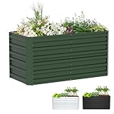 XMTECH Hochbeet Metall 120x60x58 cm Rechteckig Grün – Verzinktes Gartenbeet aus Stahl, rostfrei & wetterfest, für Gemüse, Kräuter & Blumen – Pflanzkasten für Garten, Balkon & Terrasse