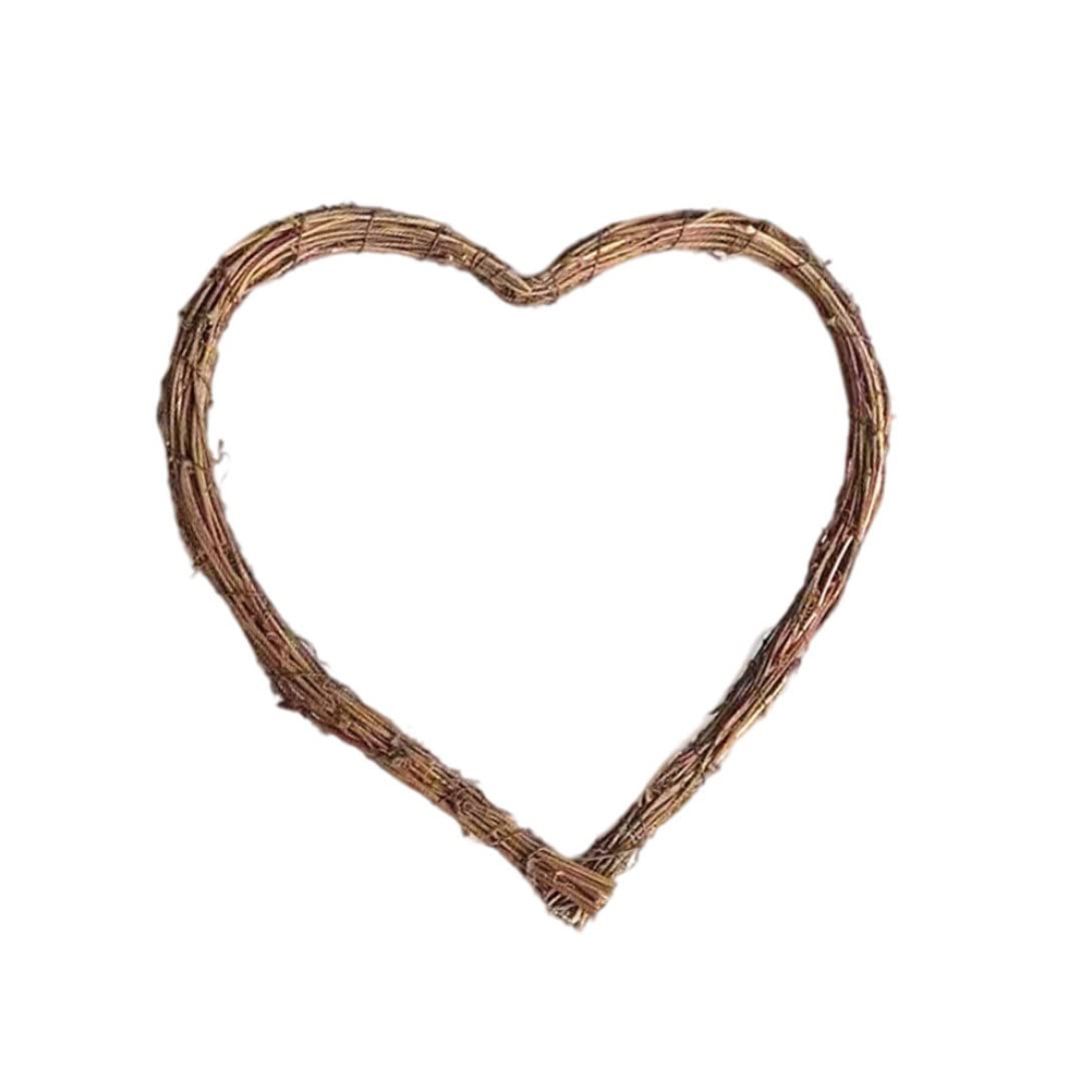 Pesoncarl Natural Color Heart Wicker Wreath Natural Rattan Love Shaped Rustic Grapevine Wreath Wall Decor 30Cm For Party