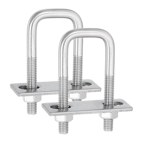 uxcell 2Sets 304 Stainless Steel Square U-Bolts, 0.98" (25mm) Inner Width 2.95" (75mm) Length M8 with Nuts, Frame Plate, Gasket for Automobiles Trailer, Ski Boat, Fishing Boat, Pipelines