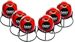 DARIT [Pack of 6] Fireball-Fire Extinguisher Ball, Quick Fire Off, Automatic Fire Extinguishing Fire Suppression Device with Mount and User Manual Ideal for Home, Car, Garage and More(1.3kg)