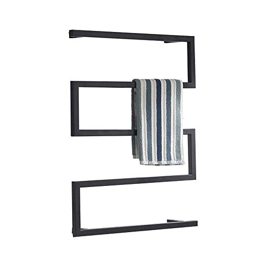 CLRAWSHB Calentador de Toallas eléctrico, toallero eléctrico, toallero eléctrico Recto, Blanco, toallero eléctrico, Calentador de Toallas, Calentador de radiador, Curvo, Negro Mate
