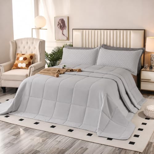 SOULOOOE 128x120 Oversized King Plus Comforter Extra Large King Size Quilts 3 Pieces Lightweight Reversible Down Alternative Cooling Summer Comforter for All Season with 8 Corner Tabs
