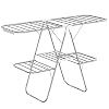 SONGMICS Clothes Drying Rack Foldable 2 Level Laundry Drying Rack Free Standing Large Drying Rack with Height Adjustable Wings 33 Drying Rails Sock Clips Silver and White ULLR053W01