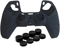 TwiHill - Capa de silicone para PS5 com manga de borracha macia e capa de balanço (Preto)
