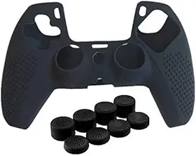 TwiHill - Capa de silicone para PS5 com manga de borracha macia e capa de balanço (Preto)