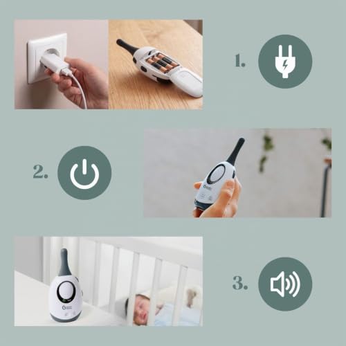 Miniatura 6 de Babymoov Babyphone Simply Care Audio Con Función Vox, Doble Alarma Y 2 Adaptadores, Alcance 300 M, Gris