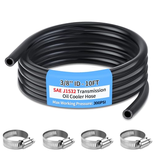 Boltigen 3/8 ID Transmission Oil Cooler Hose 10FT Transmission Cooler Line for Power Steering Hydraulic Systems 300PSI Power Steering Hose SAE J1532 (3/8-10FT)
