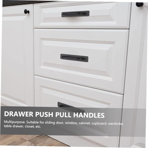 Image of 1 Pcs Self Adhesive Cabinet Door Handle Stick On Handle Self Stick Drawer Pulls No Drill Black Cabinet Pulls Peel and Stick for Glass Sliding (Black)