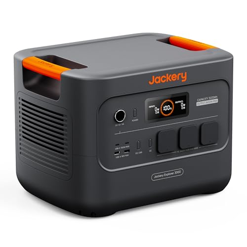 Jackery E3000 v2 Tragbare Powerstation, 3072Wh/3600W (Max 7200W) LiFePO4 Batterie, 1,8h Schnellladung, 2 USB-C PD 100W, Leichter & kompakter Solargenerator für Camping, Wohnmobil & Notstrom