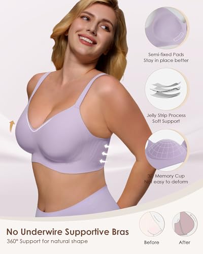 Image of As Fairy Womens Soft Comfortable No Underwire Bras V Neck Seamless Push Up Bralettes Full Coverage Tshirt Brassiere