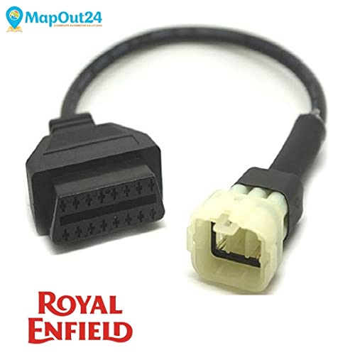 Image of MapOut24 Two Wheeler OBD Cable for RE Bike Scanner Cable for RE 2 Wheeler Having ECU RE Cable only OBD 16 pin female connector to the 6 pin male connector SMPL035