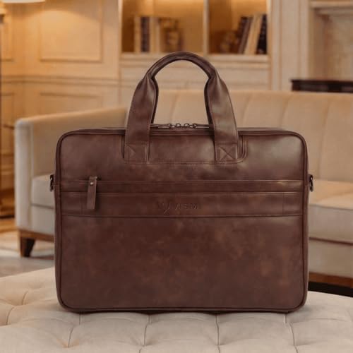 Image of VISMIINTREND Laptop Bags for Men Office Use | Stylish Leather Office, Messenger, Shoulder, Handbag | Fits 13 inch,14 inch, 15.6 Inch Laptops, Macbook | Corporate Gifts for Men, Women, Clients, Employees