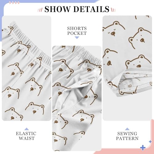 ZZXXB Bear Pattern Boys Long Pants Soft Trousers Elastic Waist Kids Lounge Bottoms with Pockets S-XL4