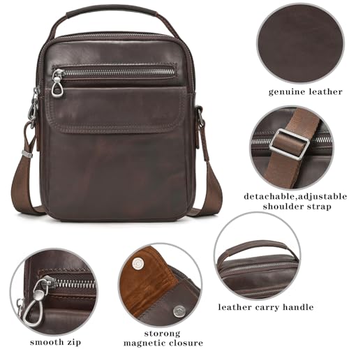Bolso de hombro pequeño en cuero café 9509, el accesorio vintage ideal para viajes de negocios 7