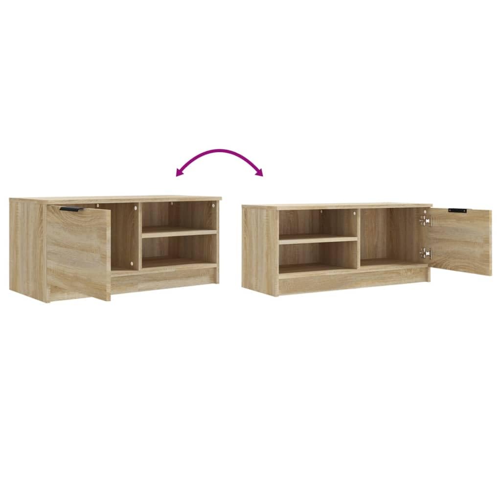 Szafka pod TV, zestaw 2 sztuk, dąb Sonoma 80 x 35 x 36,5 cm, materiał drewnopochodny, konsola medialna z miejscem do przechowywania, do salonu i sypialni