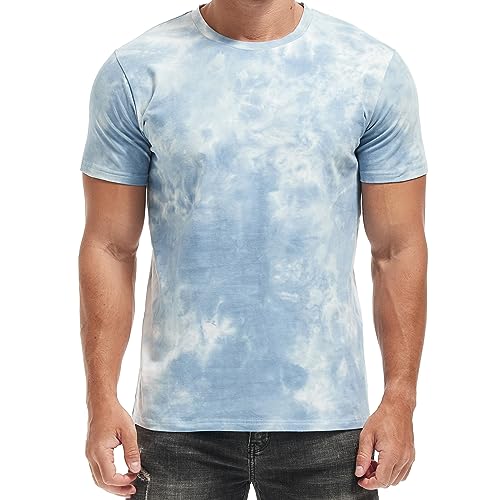 RONOMO Herren T-Shirt | Street Graffiti | mittlere Elastizität | Vorwäscheschutz | （ZR Blauer weiß 4XL ）