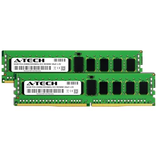 Image of A-Tech 64GB Kit (2x32GB) DDR4 2933MHz PC4-23400 ECC RDIMM 1Rx4 Single Rank 1.2V ECC Registered DIMM 288-Pin Server & Workstation RAM Memory Upgrade Modules (A-Tech Enterprise Series)