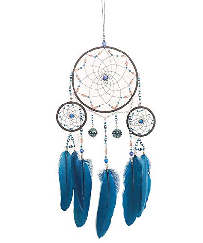 WEAGO Dream Catcher,3 Circle Navy Blue Feathers Dream Catcher for Bedroom Wall Decor,Nice Dream Catchers Gift for Girl Women,Home Wall Hanging Decor Ornament Craft(Navy Blue)