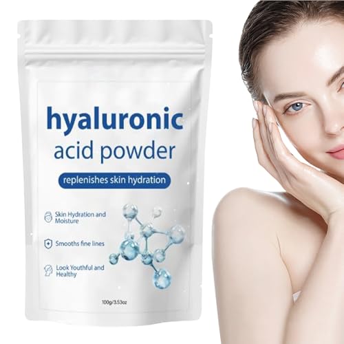 Polvo de Ácido Hialurónico, Polvo de Película Hidratante de Hialurones, Suplemento de Ácido Hialurónico Soluble en Agua para Suavizar las Arrugas, Suero Facial Hialurón Antienvejecimiento Sueve (100g)