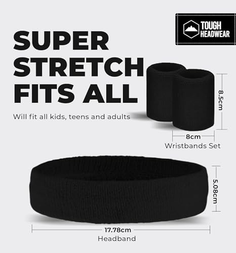 Image of Tough Headwear Terry Cloth Headband - Sweat-Wicking Running Head Band - Basketball Accessories - Headband for Washing Face