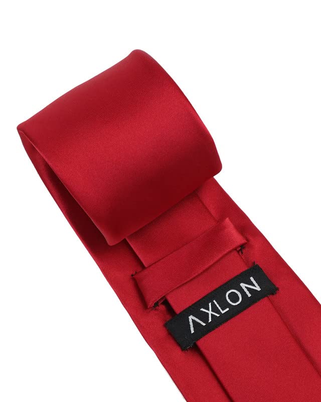 Axlon Tie for Men – Solid Silk Neck Ties Set with Cufflinks Flower Pin, Pocket Square & Black Gift Box, Combo Necktie Sets for Office Wear, Formal Suits & Weddings (Brick Red, AXSOLID_2) - Image 6 thumbnail