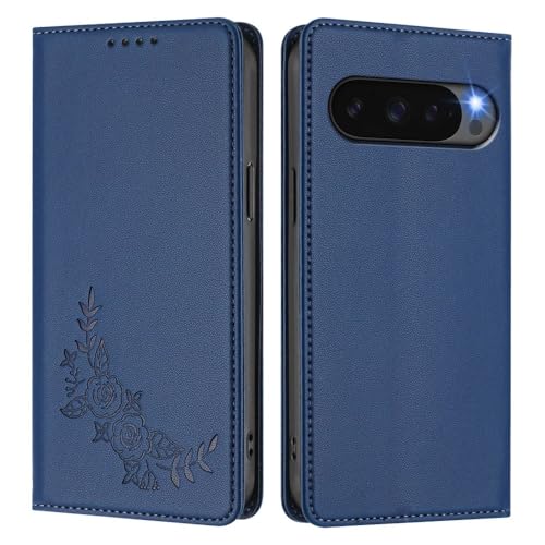 Portefeuille Google Pixel 10A étui magnétique rabat bleu nuit pour smartphone