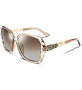 FEISEDY Sonnenbrille Damen Polarisiert Klassisch Groß Frauen Sonnenbrillen mit Strass Rahmen und ...