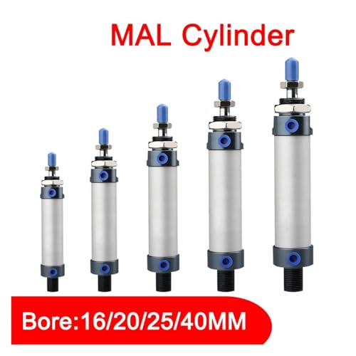 Cilindro neumático serie MAL16 de carrera de 25mm y doble efecto neumático 3