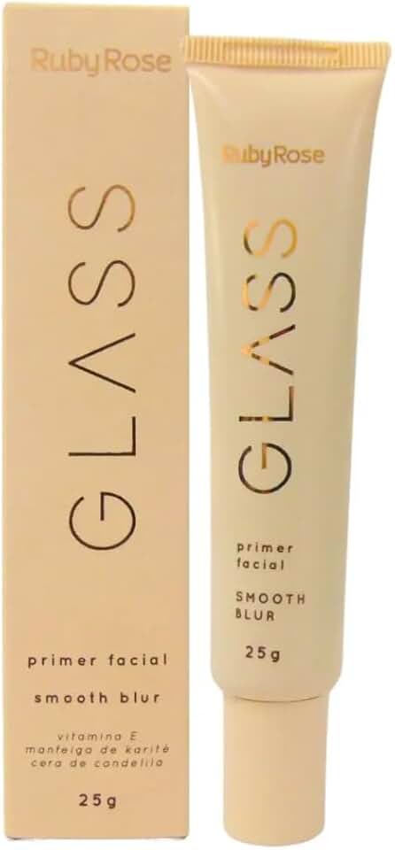Ruby Rose Primer Facial Glass Smooth Blur, Efeito Blur, Minimiza Poros, Acabamento Natural, Creme, HB352