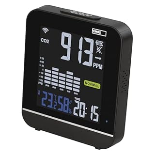 EMOS GoSmart - Smart Home Luftqualitätsmonitor mit App - WiFi - Farbdisplay - CO2 Messgerät - Temperatur und Feuchtigkeitssensor - USB-C Stromversorgung - TUYA, SmartLife kompatibel - schwarz