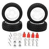 4PCS 75mm Rubber Tire Five Pointed Star Wheel Rim for Wltoys 144001 1/14 Off Road Vehicle (White)