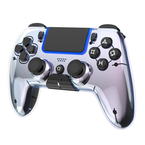 BETMI Mando inalámbrico compatible con PS5, con joystick de efecto Hall, doble vibración, macros, turbo, sensor de 6 ejes, luces RGB dinámicas y altavoz integrado (Silver)