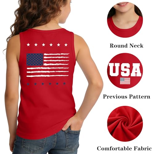 Image of Ithalt Girls 4th of July Tank Top for Kids Boys USA Patriotic Shirt American Flag Tshirt Red White and Blue Sleeveless
