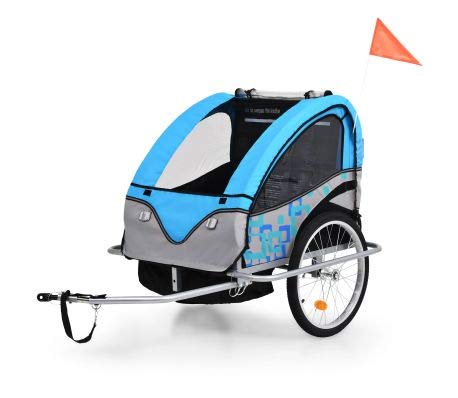 Kinder Fahrradanh?nger, 2-in-1Kinderanh?nger und Kinderwagen, aus Oxford-Stoff + Stahlrahmen, Maximale Tragf?higkeit: 40 kg, f¨¹r 2 Kinder